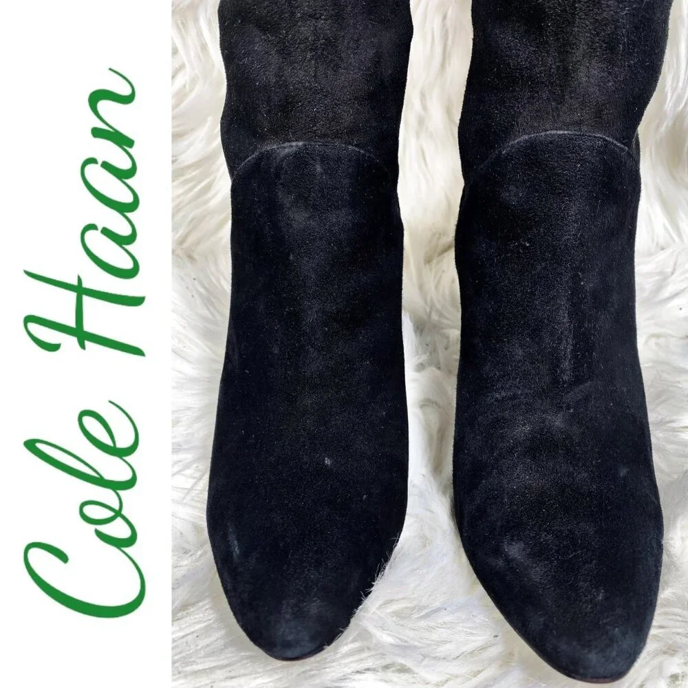 COLE HAAN DARCIA Over-the-Knee Black Suede Boot, Size 7